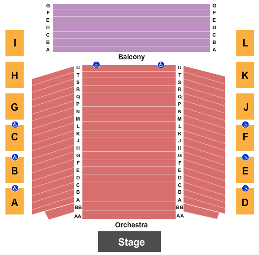 Seatmap for the burlington performing arts centre